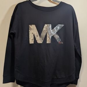 MICHAEL Michael Kors Black Sequin MK Logo Sweatshirt S